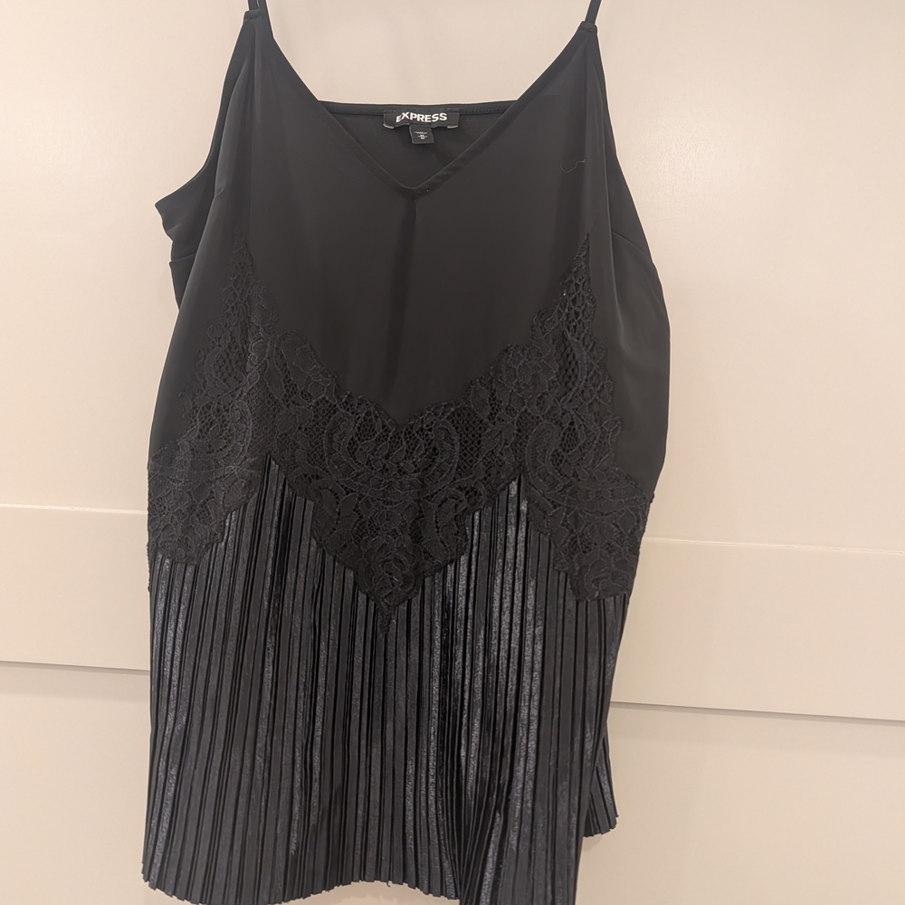 Express Black Lace and Pleated Camisole